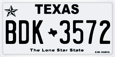 TX license plate BDK3572