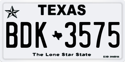 TX license plate BDK3575