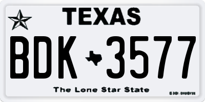 TX license plate BDK3577