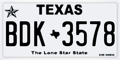 TX license plate BDK3578
