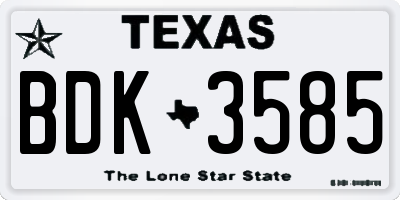 TX license plate BDK3585