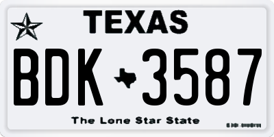 TX license plate BDK3587