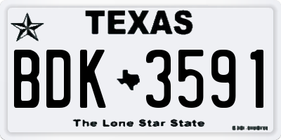 TX license plate BDK3591