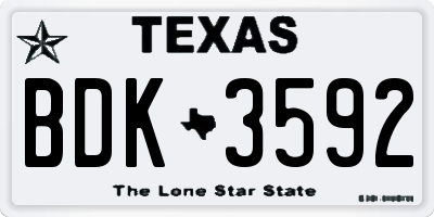 TX license plate BDK3592