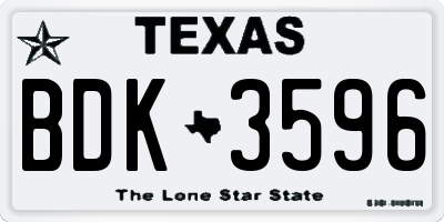 TX license plate BDK3596