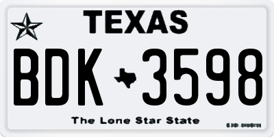 TX license plate BDK3598