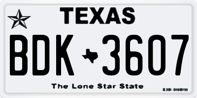 TX license plate BDK3607