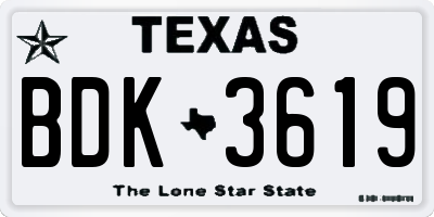 TX license plate BDK3619