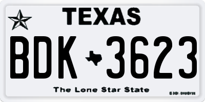 TX license plate BDK3623
