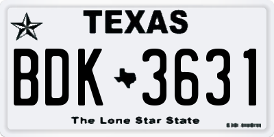 TX license plate BDK3631