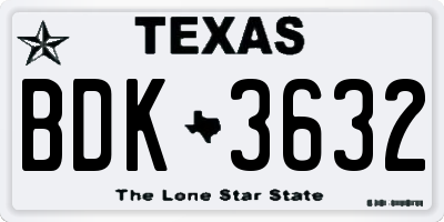 TX license plate BDK3632