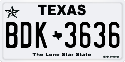 TX license plate BDK3636