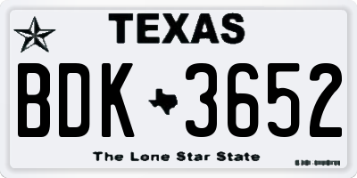 TX license plate BDK3652