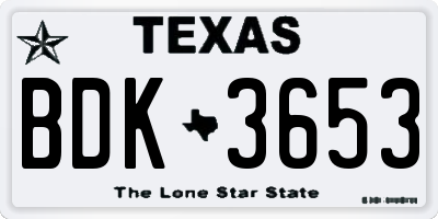 TX license plate BDK3653