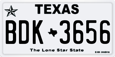 TX license plate BDK3656
