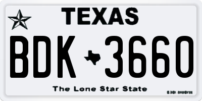 TX license plate BDK3660