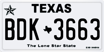 TX license plate BDK3663