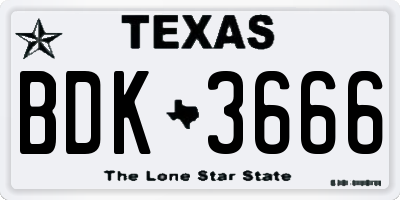 TX license plate BDK3666