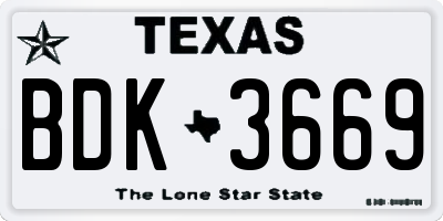 TX license plate BDK3669