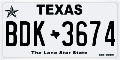 TX license plate BDK3674