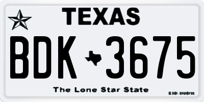 TX license plate BDK3675
