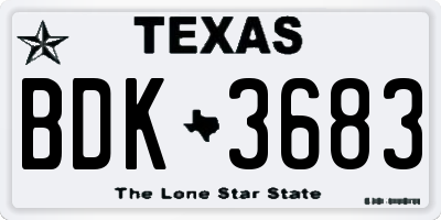 TX license plate BDK3683