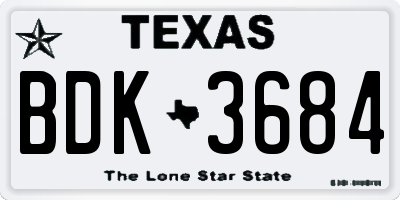 TX license plate BDK3684