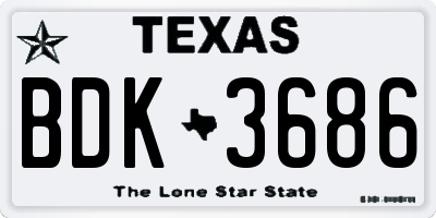TX license plate BDK3686