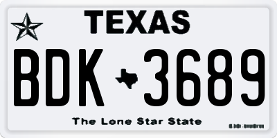 TX license plate BDK3689