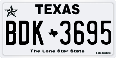 TX license plate BDK3695