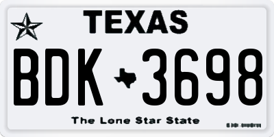 TX license plate BDK3698