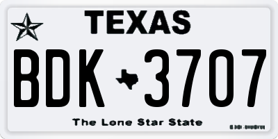 TX license plate BDK3707