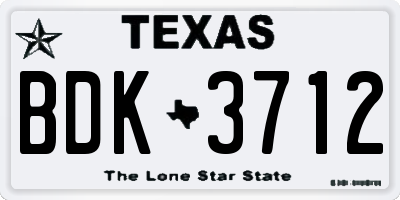 TX license plate BDK3712