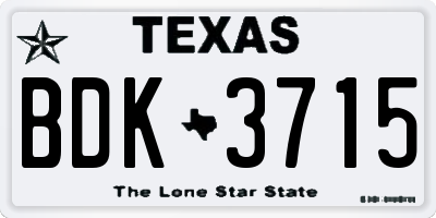 TX license plate BDK3715