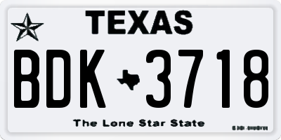 TX license plate BDK3718