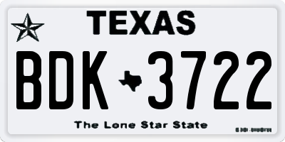 TX license plate BDK3722