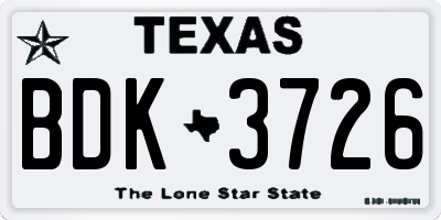 TX license plate BDK3726
