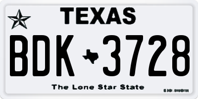 TX license plate BDK3728