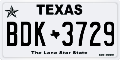 TX license plate BDK3729