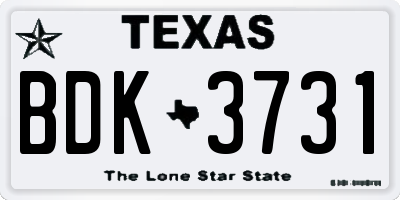 TX license plate BDK3731