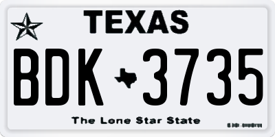 TX license plate BDK3735