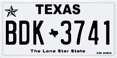 TX license plate BDK3741