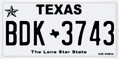 TX license plate BDK3743