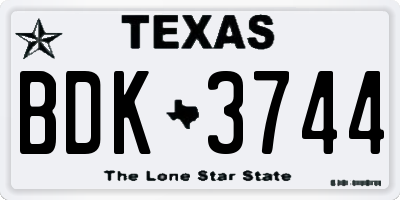 TX license plate BDK3744