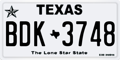 TX license plate BDK3748