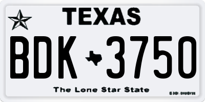 TX license plate BDK3750