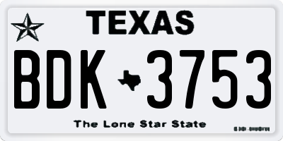 TX license plate BDK3753