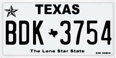 TX license plate BDK3754