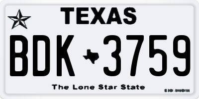 TX license plate BDK3759