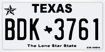 TX license plate BDK3761